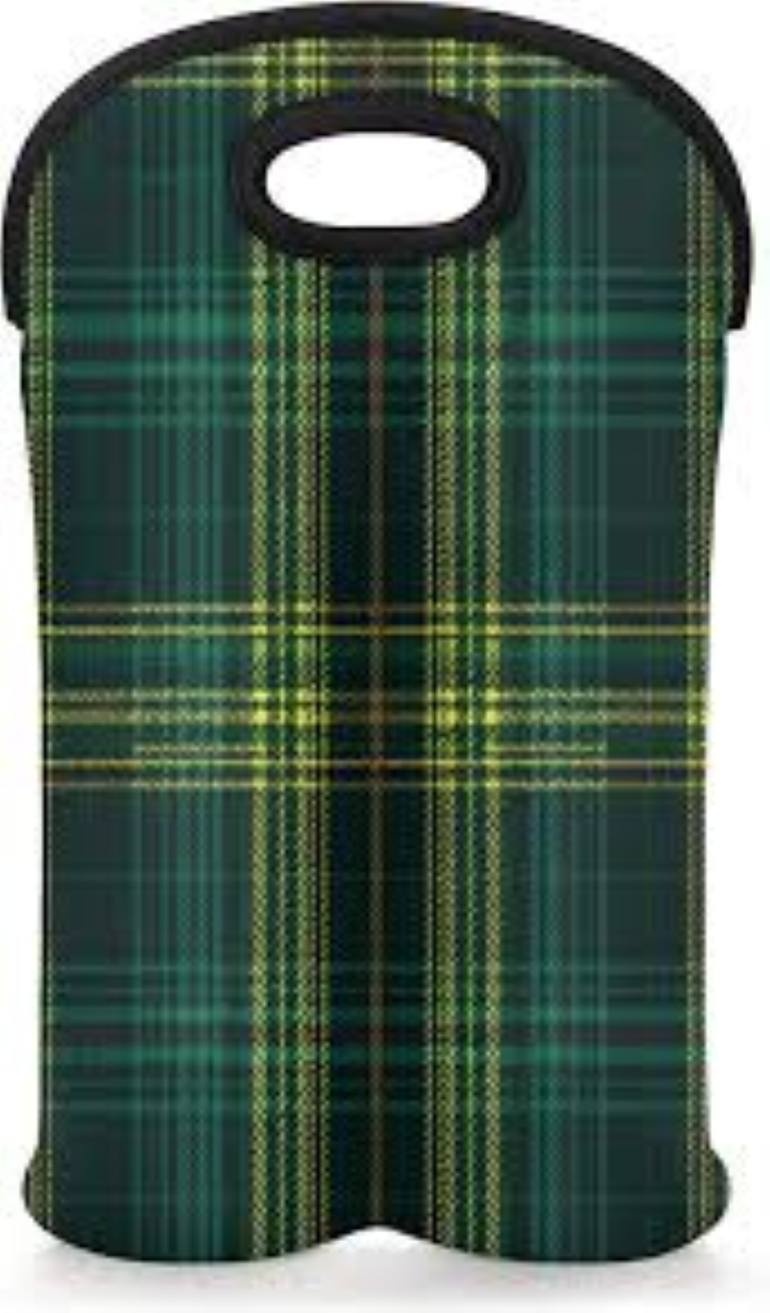 WINE BAG TARTAN GREEN 36.5X12.5X10CM